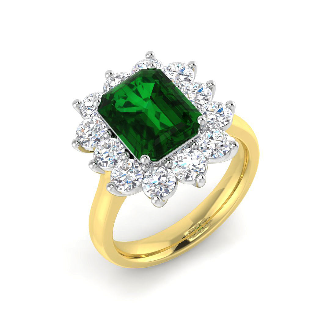 9ct Two-Tone Gold 3.78ct Laboratory Grown Lab Emerald Ring