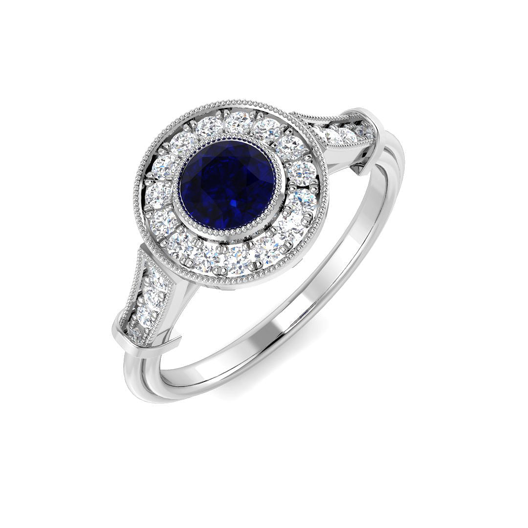 Platinum 0.85ct Blue Sapphire Ring