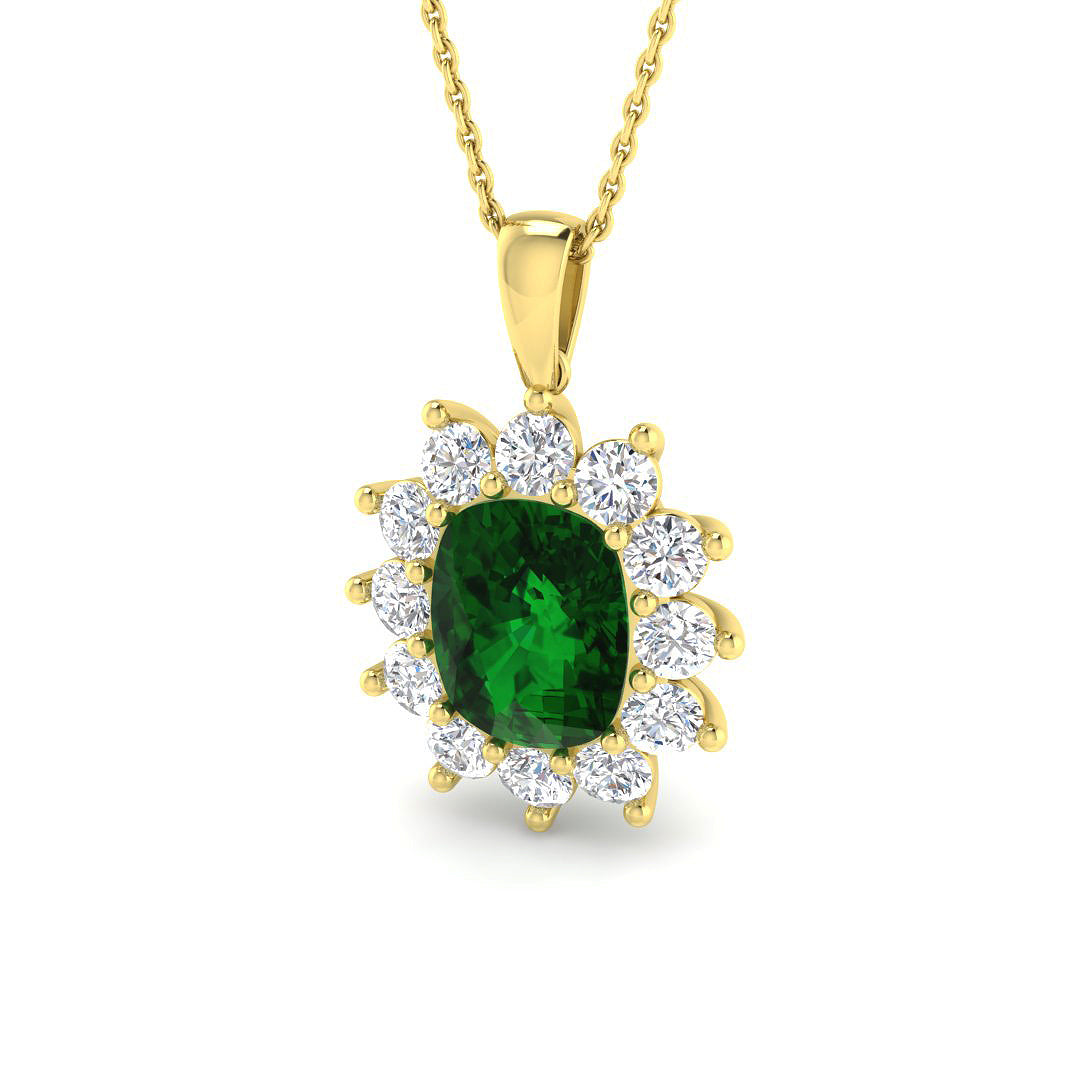 9ct Yellow Gold 3.76ct Laboratory Grown Lab Emerald Pendant