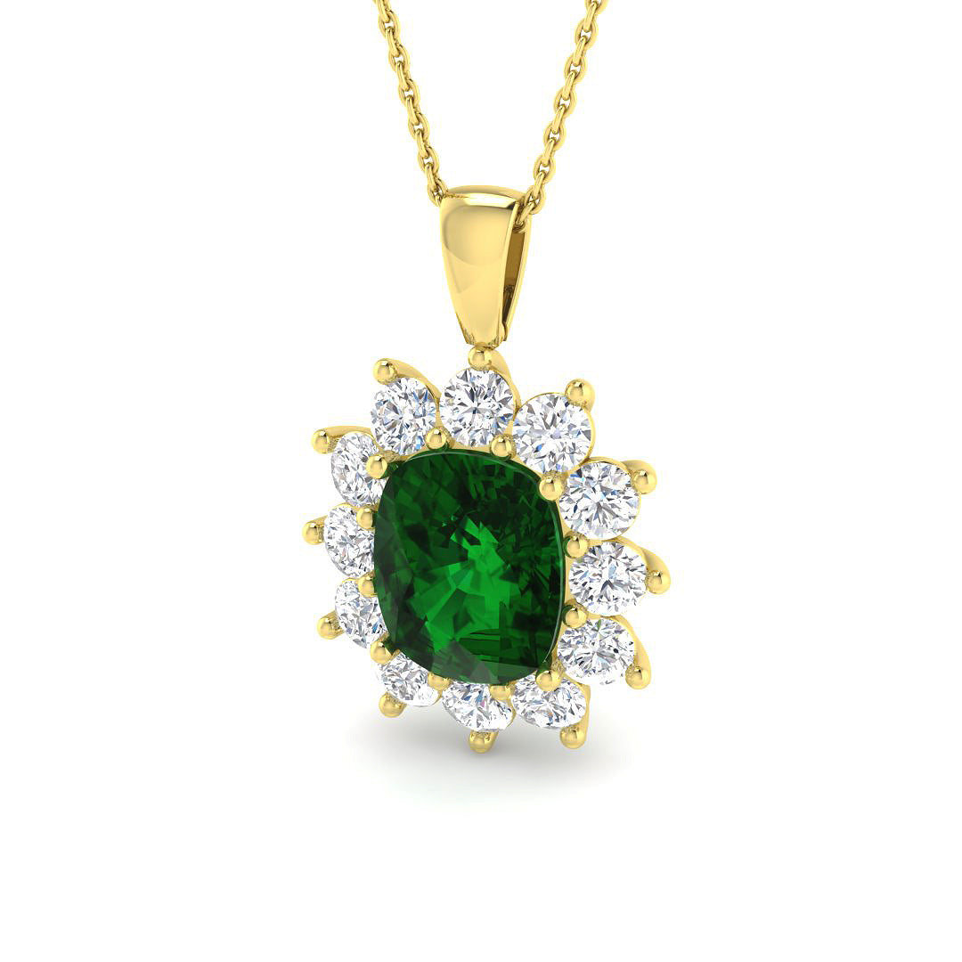 9ct Yellow Gold 5.49ct Laboratory Grown Lab Emerald Pendant