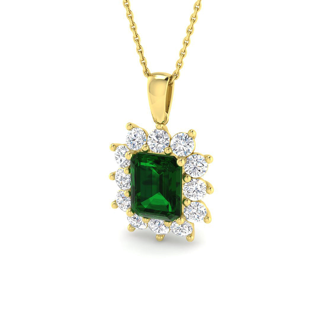 9ct Yellow Gold 3.54ct Laboratory Grown Lab Emerald Pendant