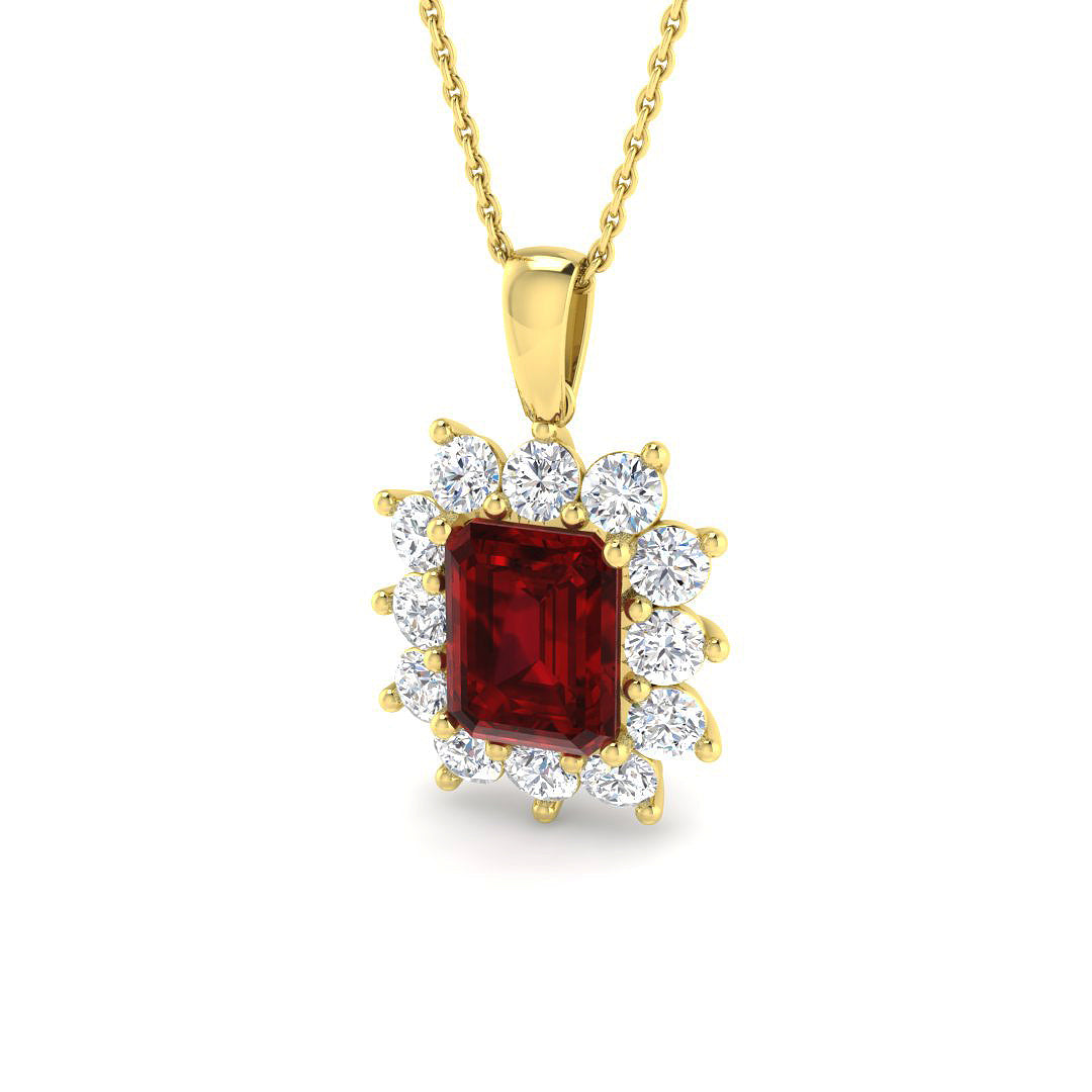 9ct Yellow Gold 4.27ct Laboratory Grown Lab Ruby Pendant