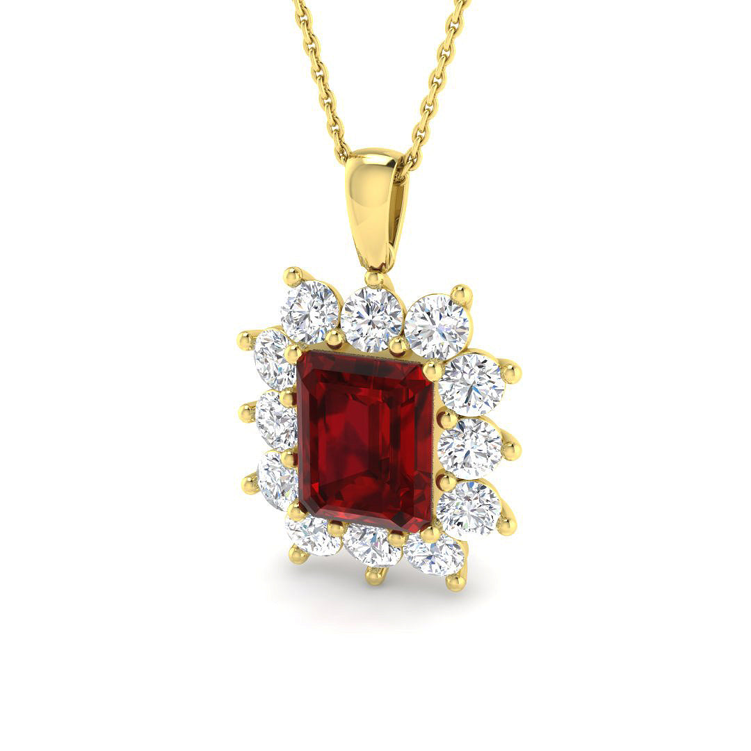 9ct Yellow Gold 6.80ct Laboratory Grown Lab Ruby Pendant