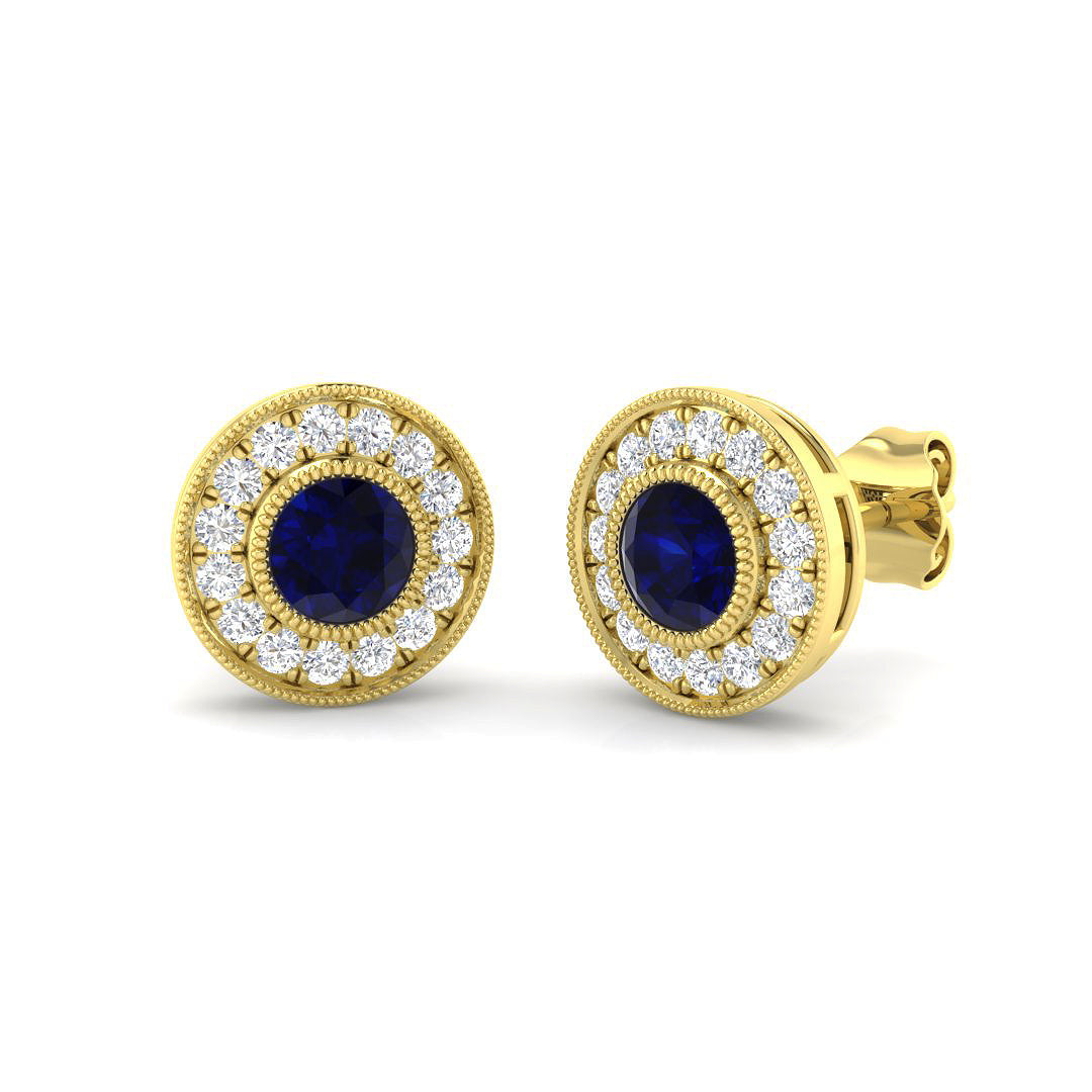 9ct Yellow Gold 1.29ct Blue Sapphire Earrings