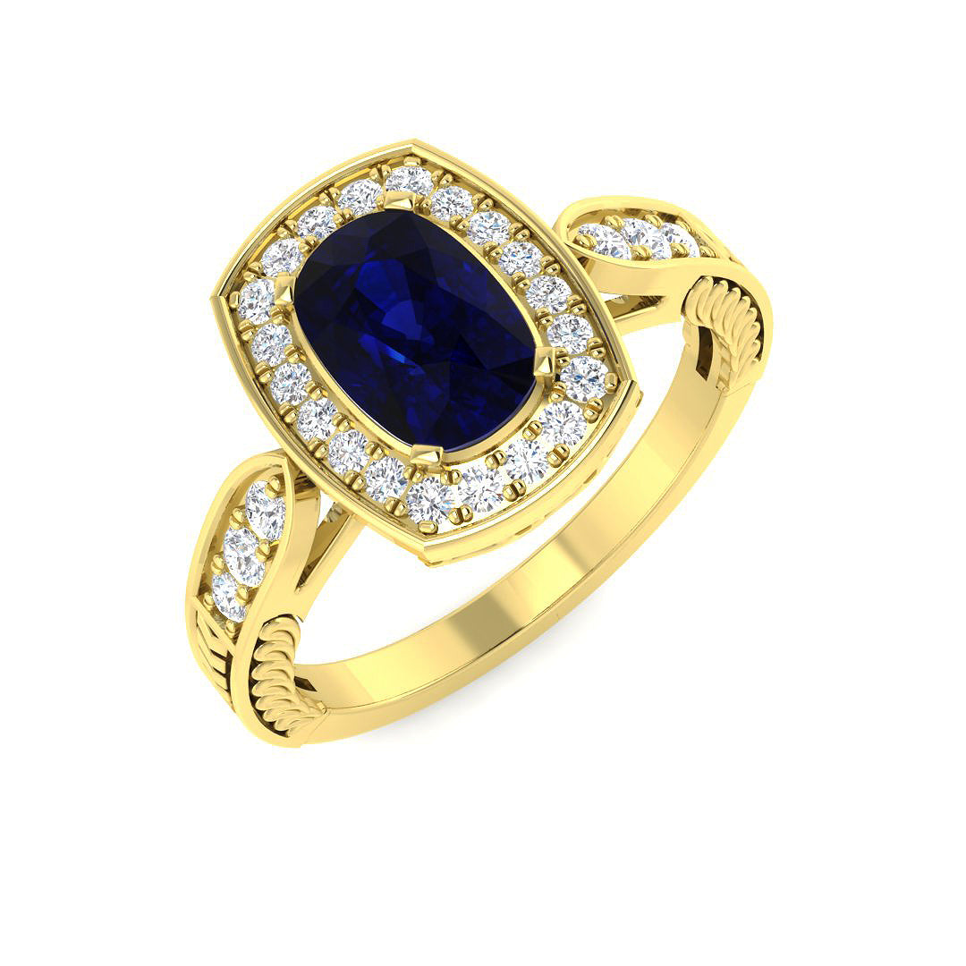 9ct Yellow Gold 1.74ct Blue Sapphire Ring