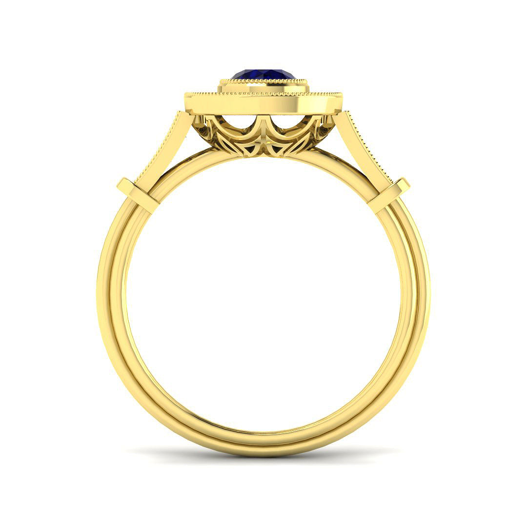 9ct Yellow Gold 0.85ct Blue Sapphire Ring
