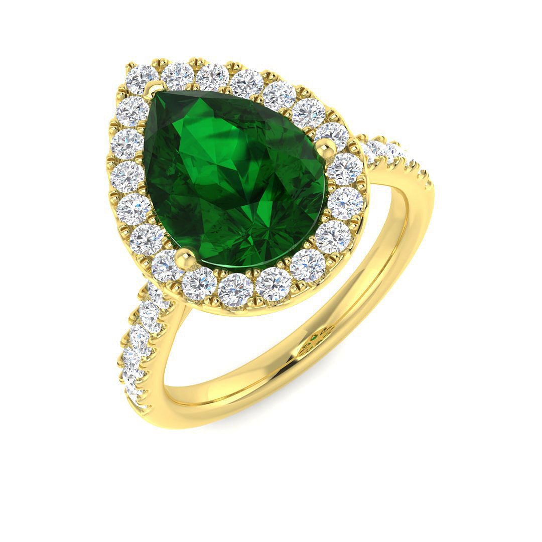 9ct Yellow Gold 3.39ct Laboratory Grown Lab Emerald Ring