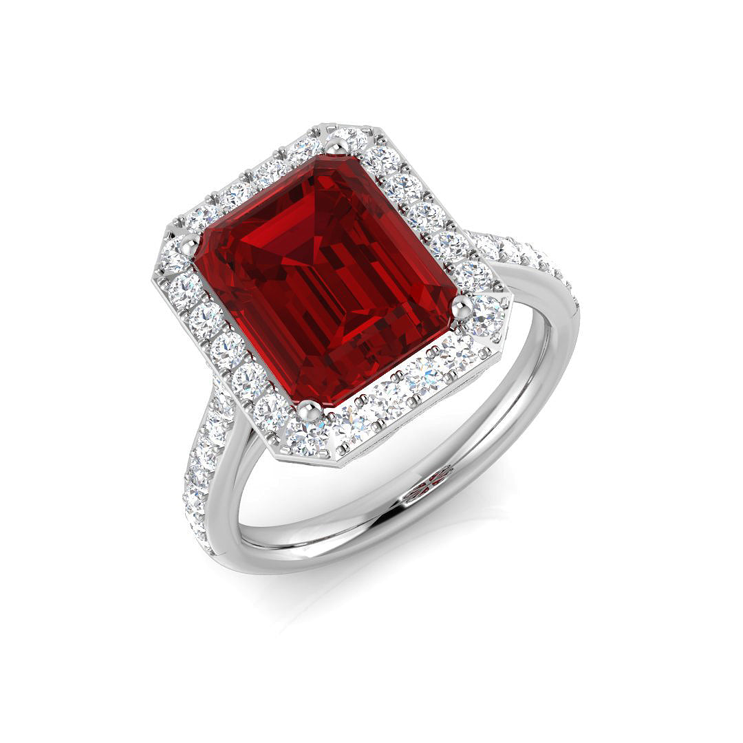 9ct White Gold 4.93ct Laboratory Grown Lab Ruby Ring