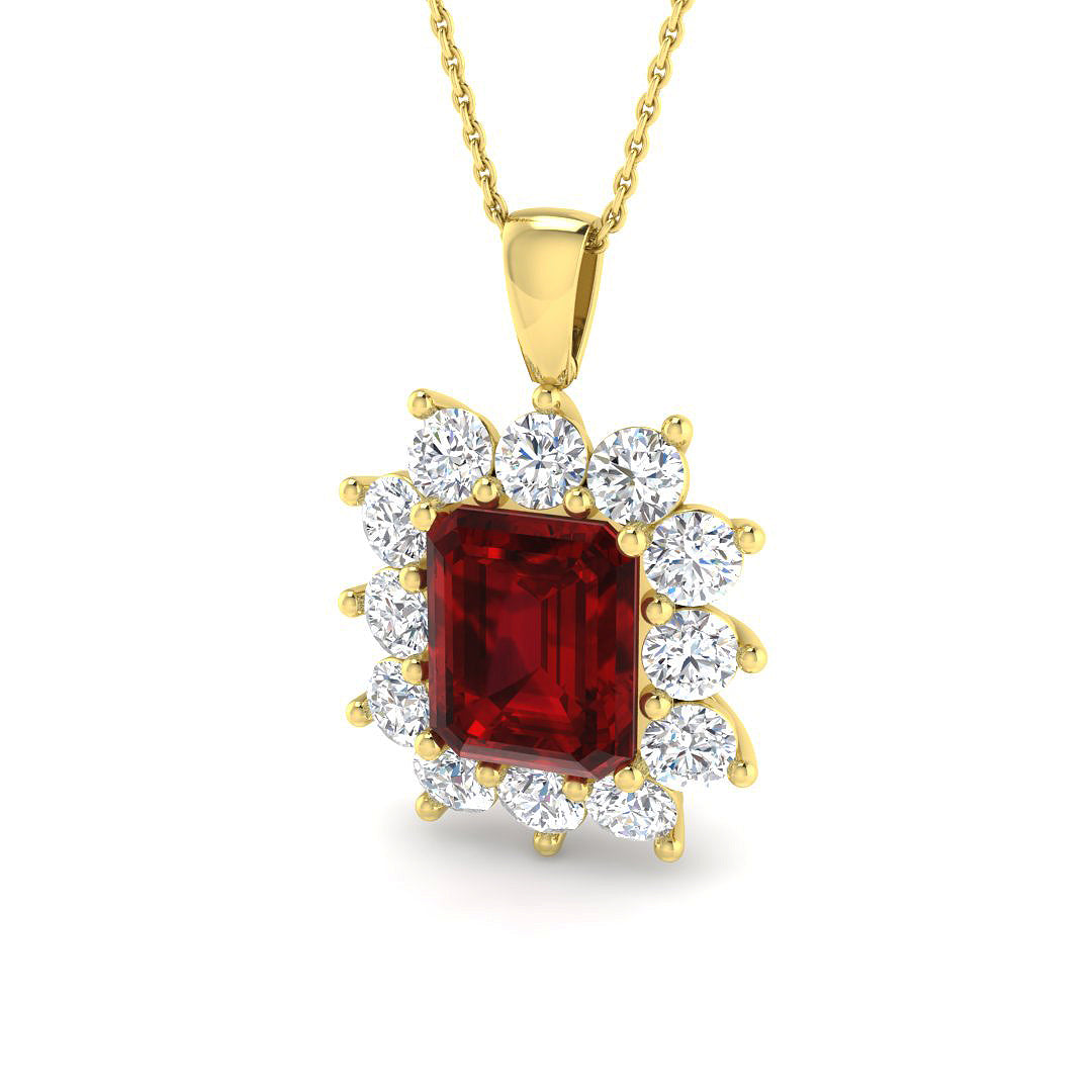 9ct Yellow Gold 8.11ct Laboratory Grown Lab Ruby Pendant