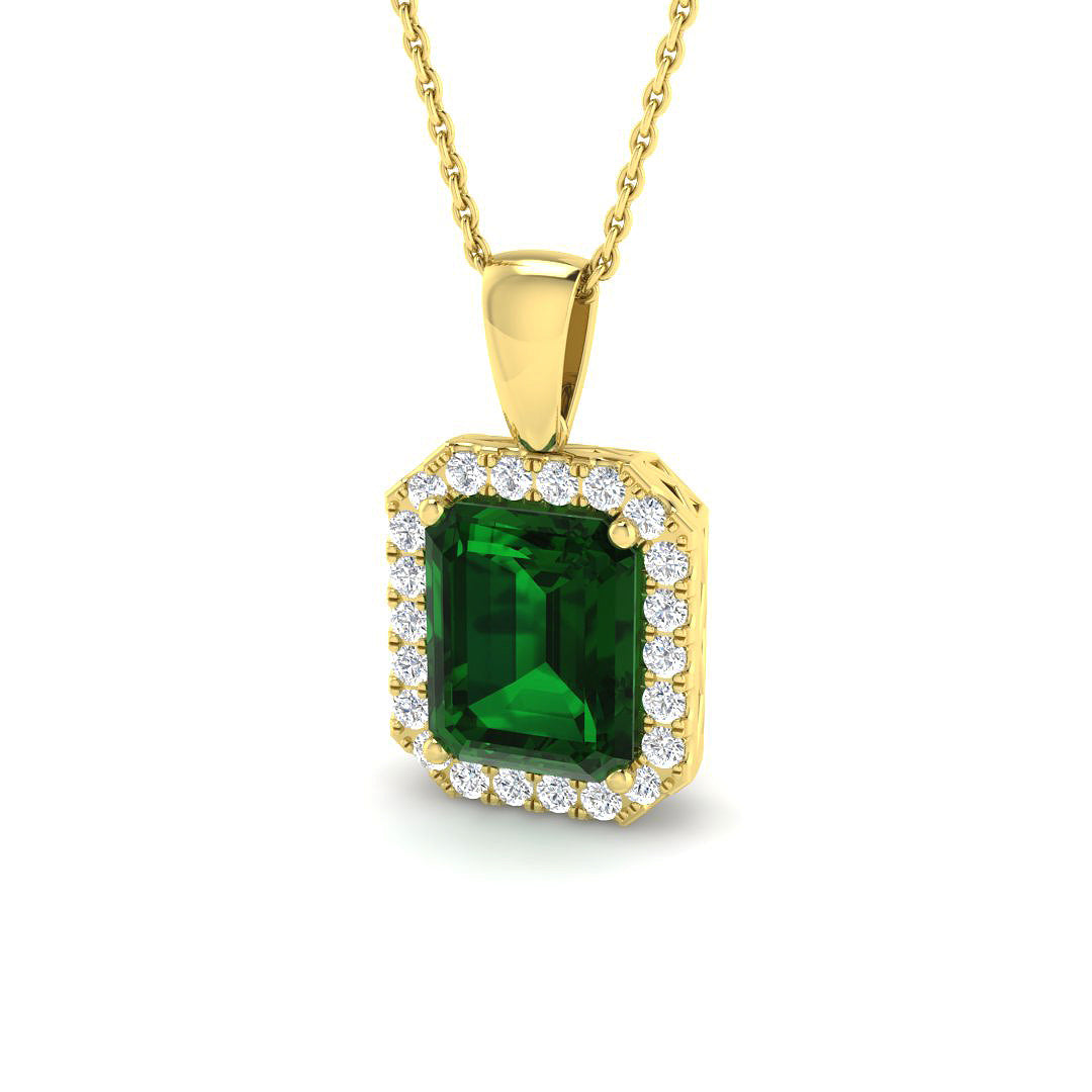 9ct Yellow Gold 3.50ct Laboratory Grown Lab Emerald Pendant