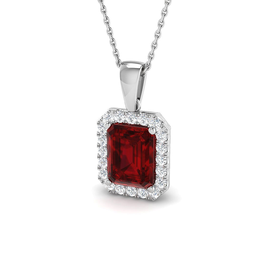 9ct White Gold 3.27ct Laboratory Grown Lab Ruby Pendant