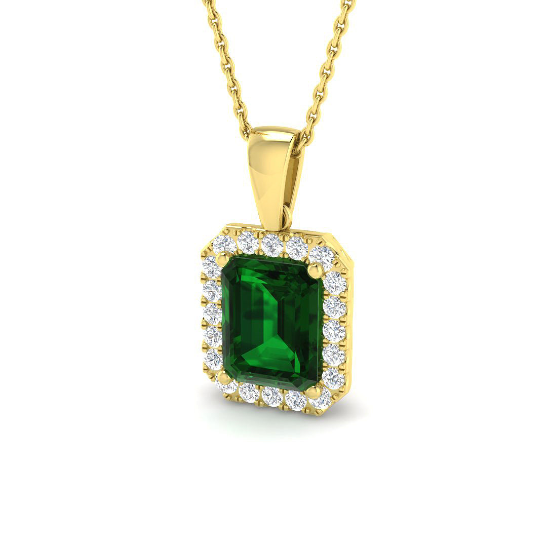 9ct Yellow Gold 2.66ct Laboratory Grown Lab Emerald Pendant