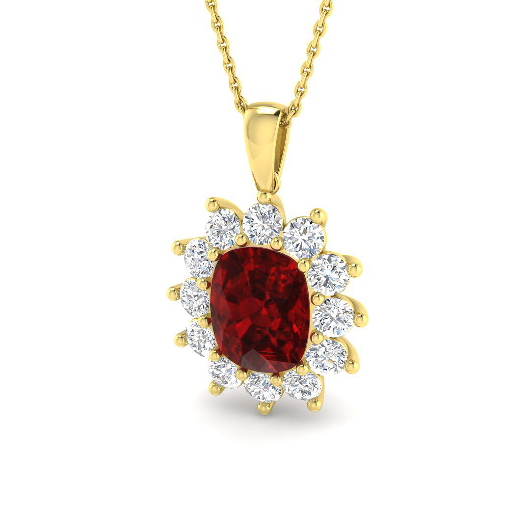 9ct Yellow Gold 5.37ct Laboratory Grown Lab Ruby Pendant