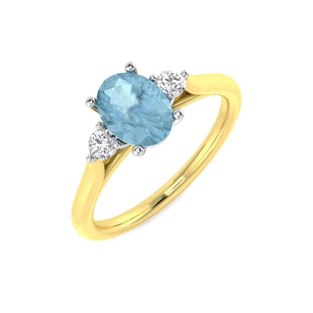 9ct Two-Tone Gold 1.19ct Aquamarine Ring