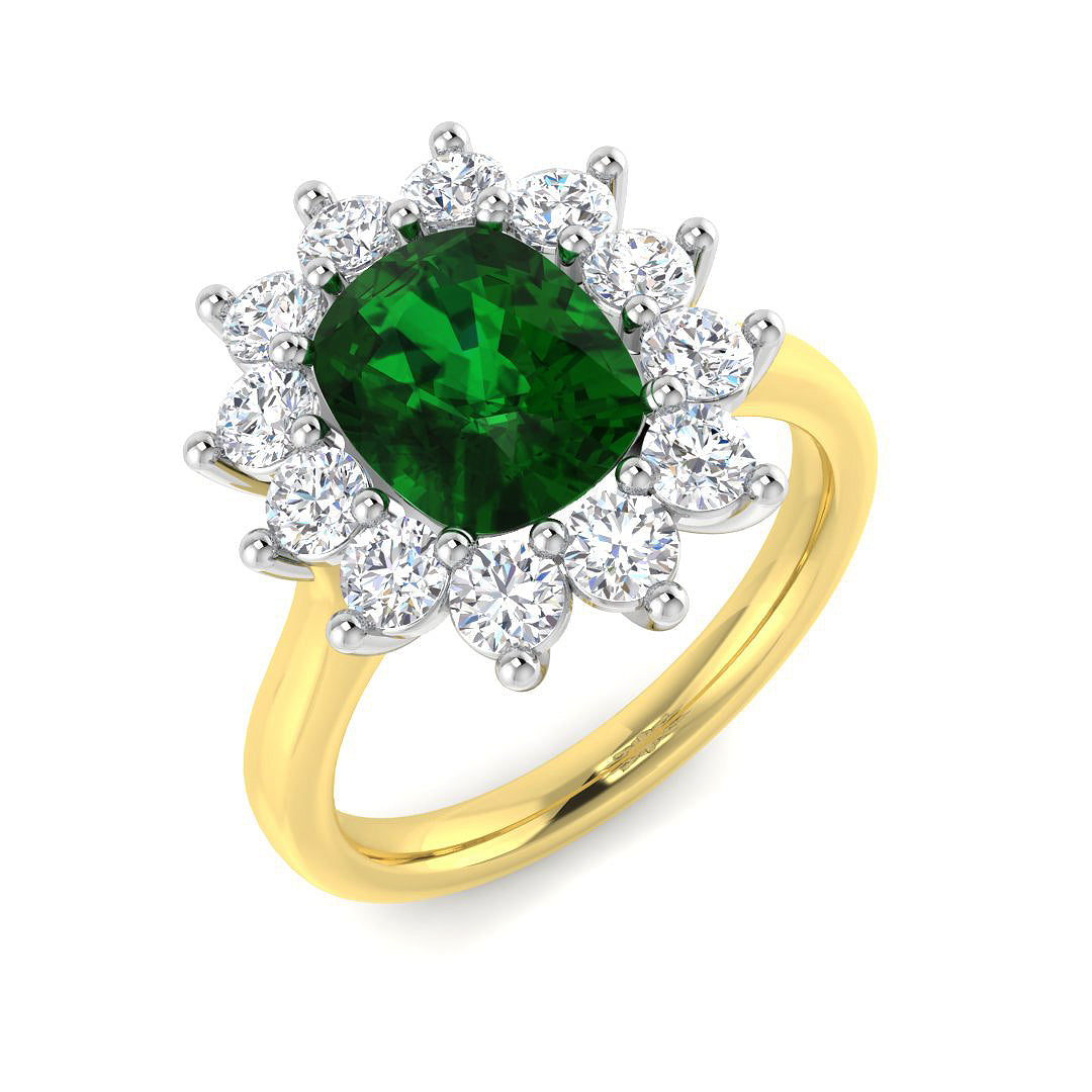 9ct Yellow Gold 2.93ct Laboratory Grown Lab Emerald Ring
