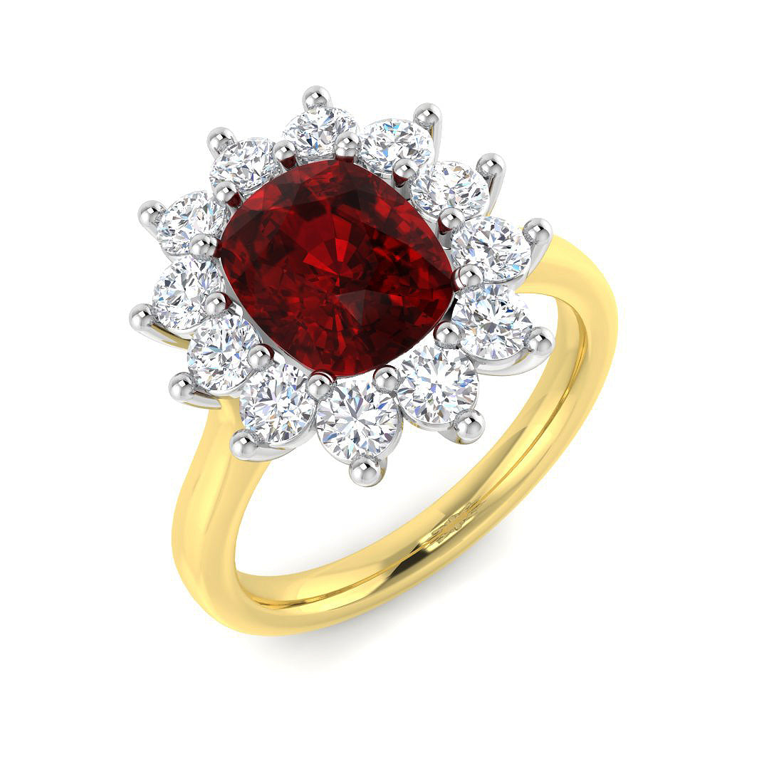 9ct Yellow Gold 3.85ct Laboratory Grown Lab Ruby Ring