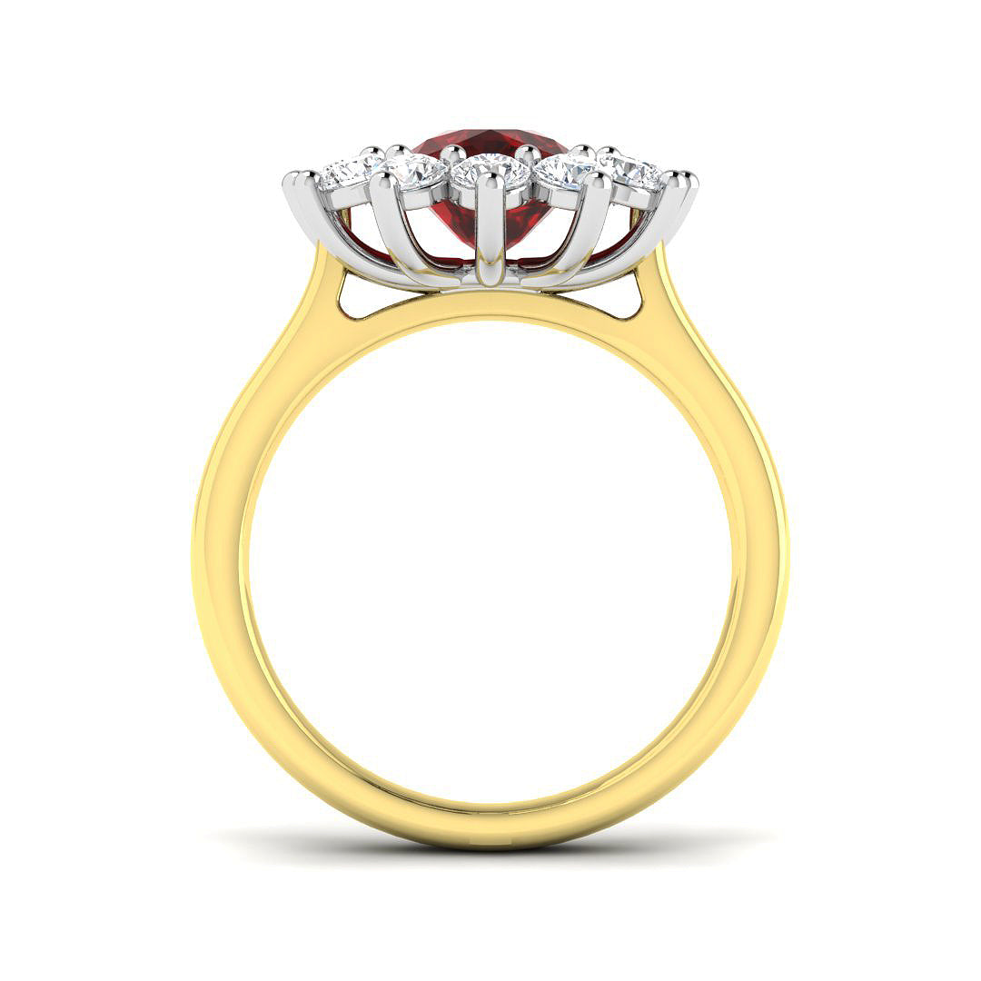 9ct Yellow Gold 3.85ct Laboratory Grown Lab Ruby Ring