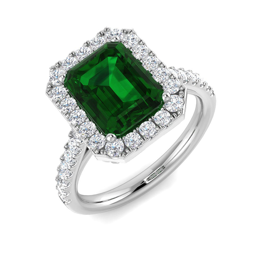 9ct White Gold 2.83ct Laboratory Grown Lab Emerald Ring