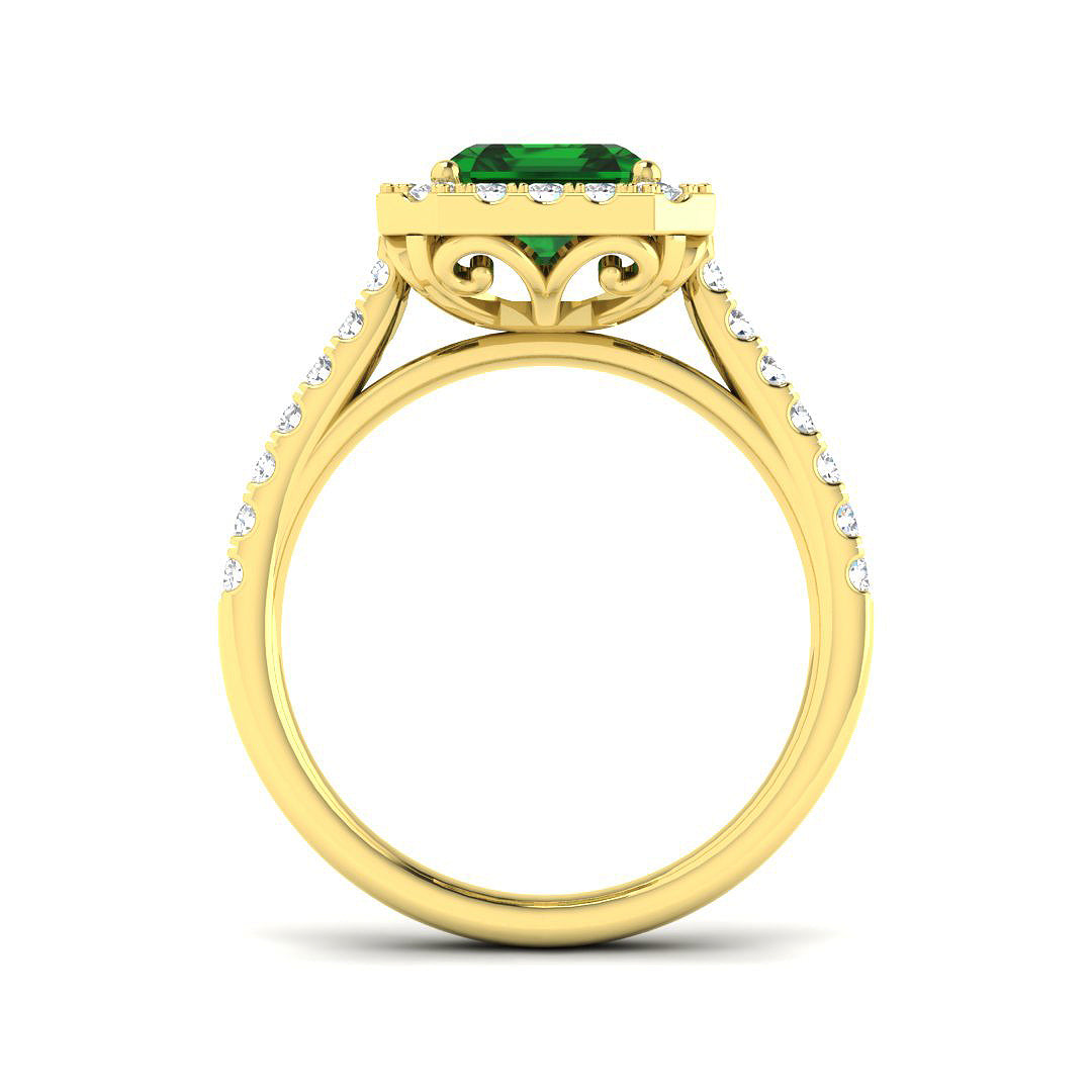 9ct Yellow Gold 2.83ct Laboratory Grown Lab Emerald Ring