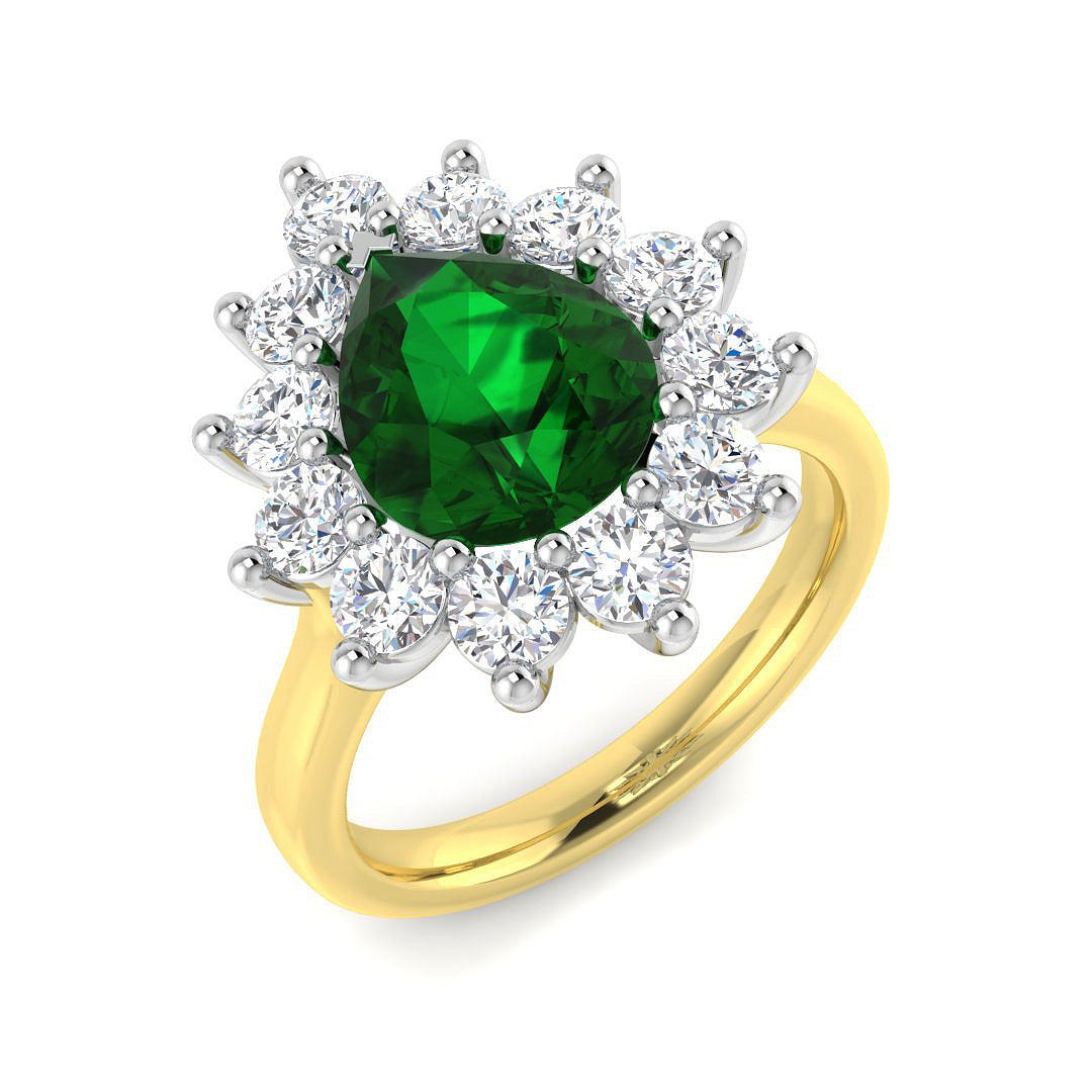 9ct Yellow Gold 3.29ct Laboratory Grown Lab Emerald Ring