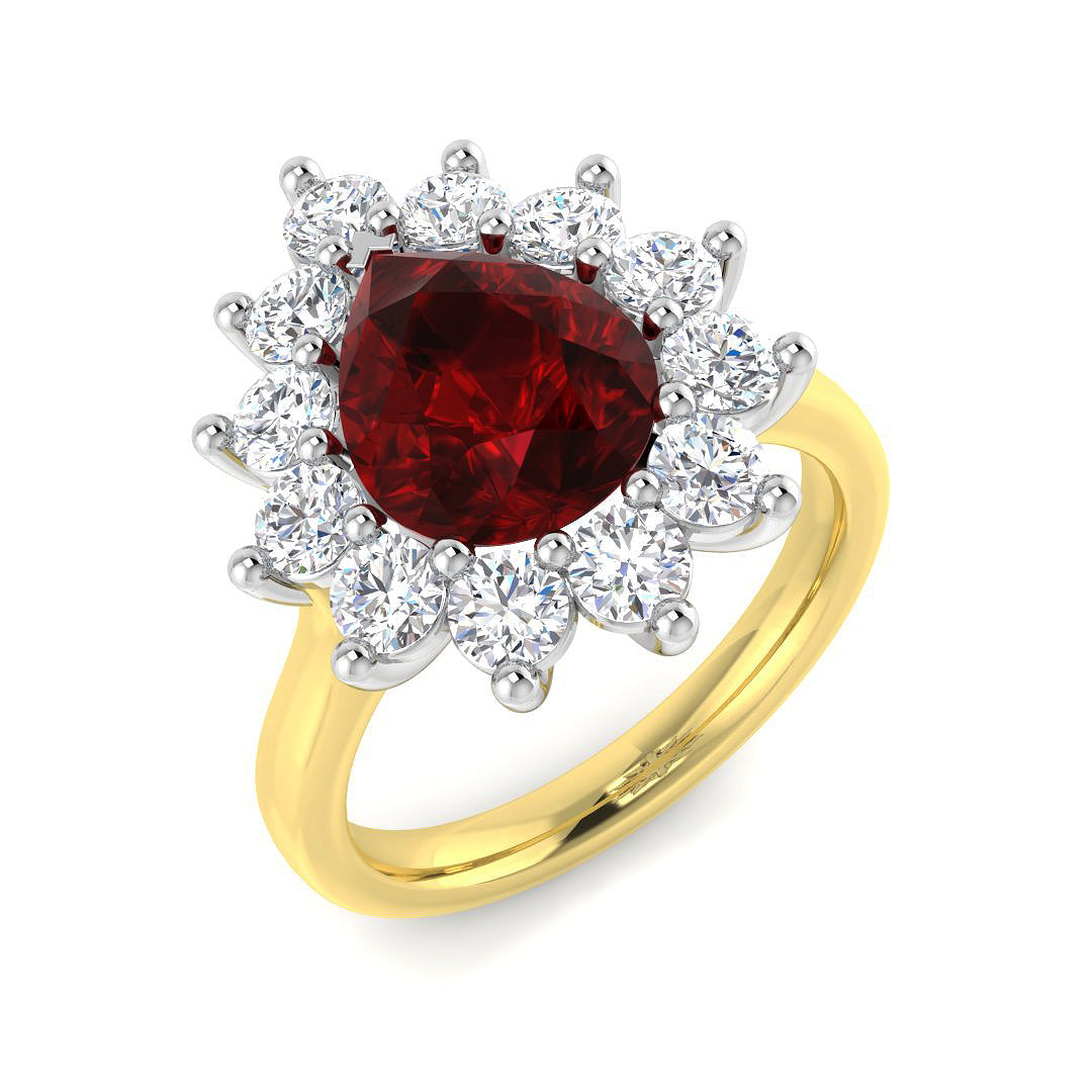 9ct Yellow Gold 4.29ct Laboratory Grown Lab Ruby Ring