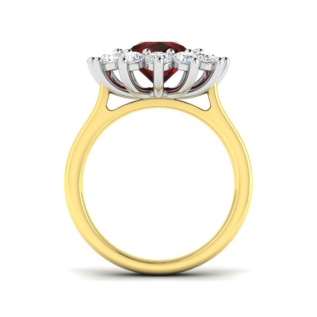 9ct Yellow Gold 4.29ct Laboratory Grown Lab Ruby Ring