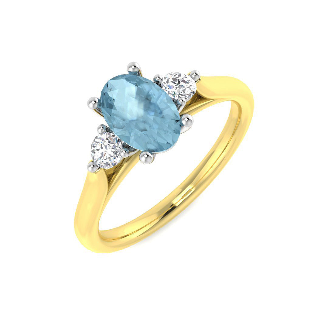 9ct Two-Tone Gold 1.03ct Aquamarine Ring
