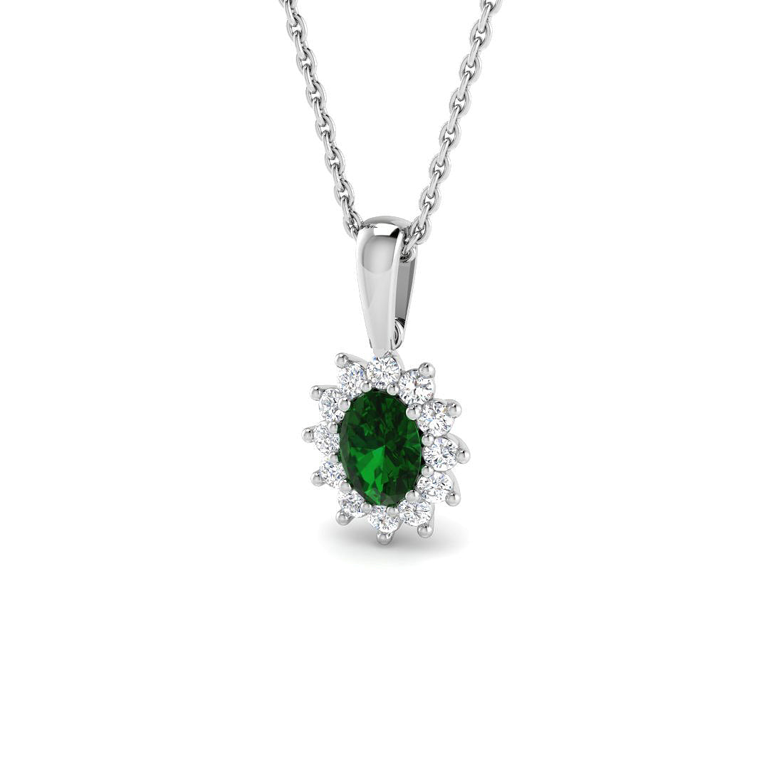 9ct White Gold 0.57ct Emerald Pendant