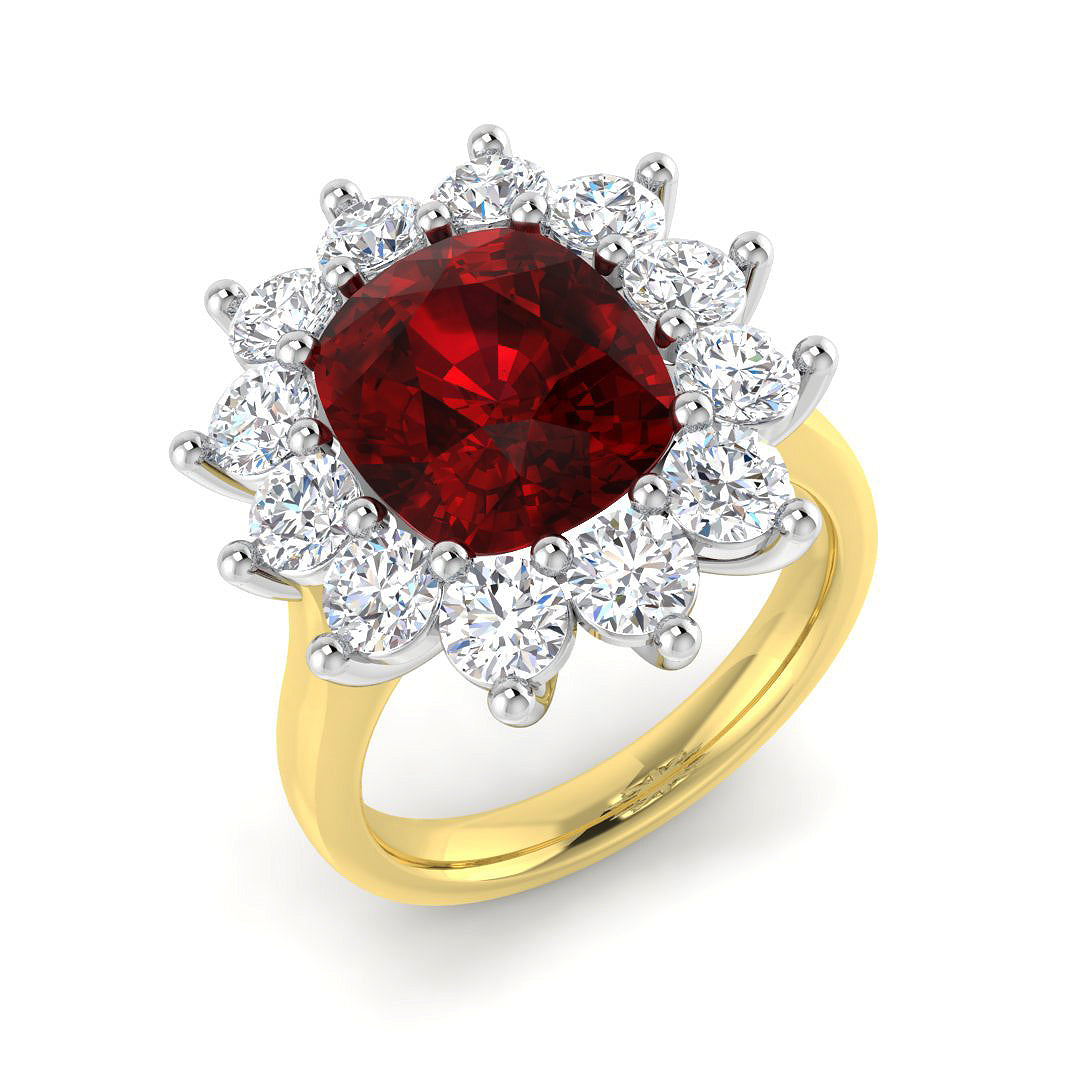 9ct Yellow Gold 7.12ct Laboratory Grown Lab Ruby Ring
