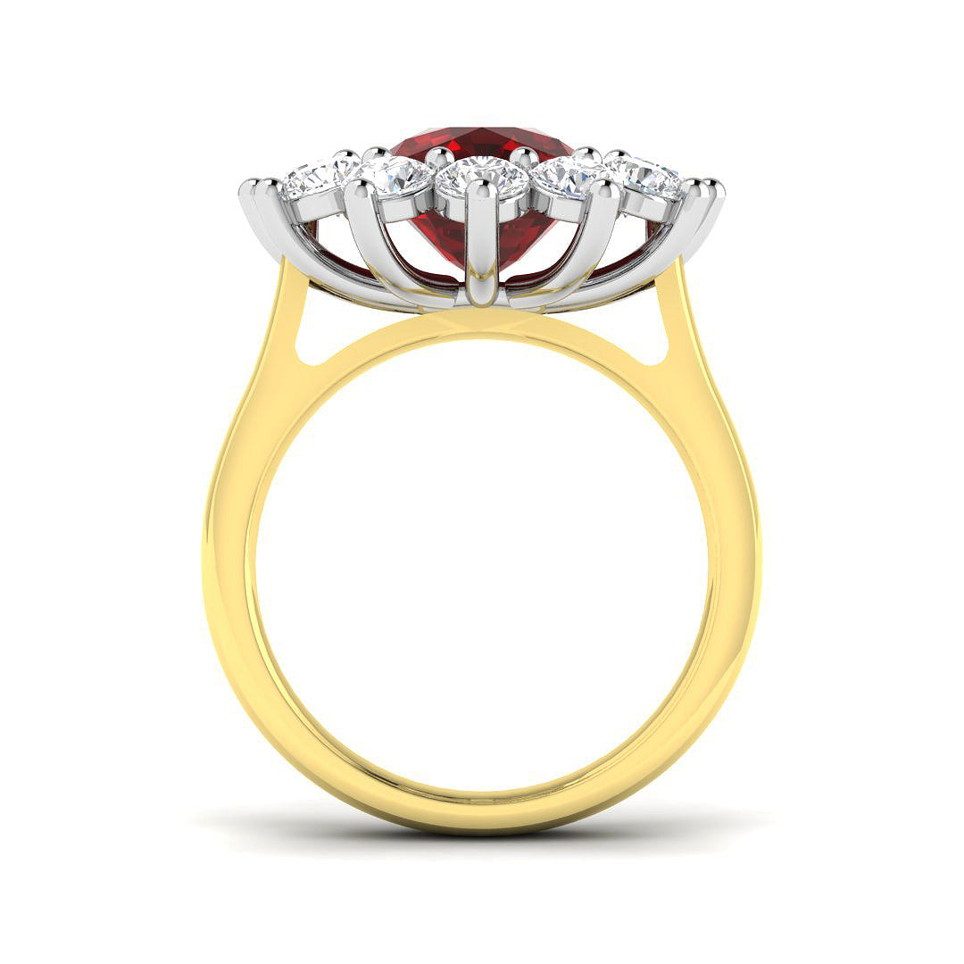 9ct Yellow Gold 7.12ct Laboratory Grown Lab Ruby Ring
