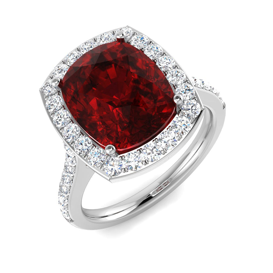 9ct White Gold 6.36ct Laboratory Grown Lab Ruby Ring