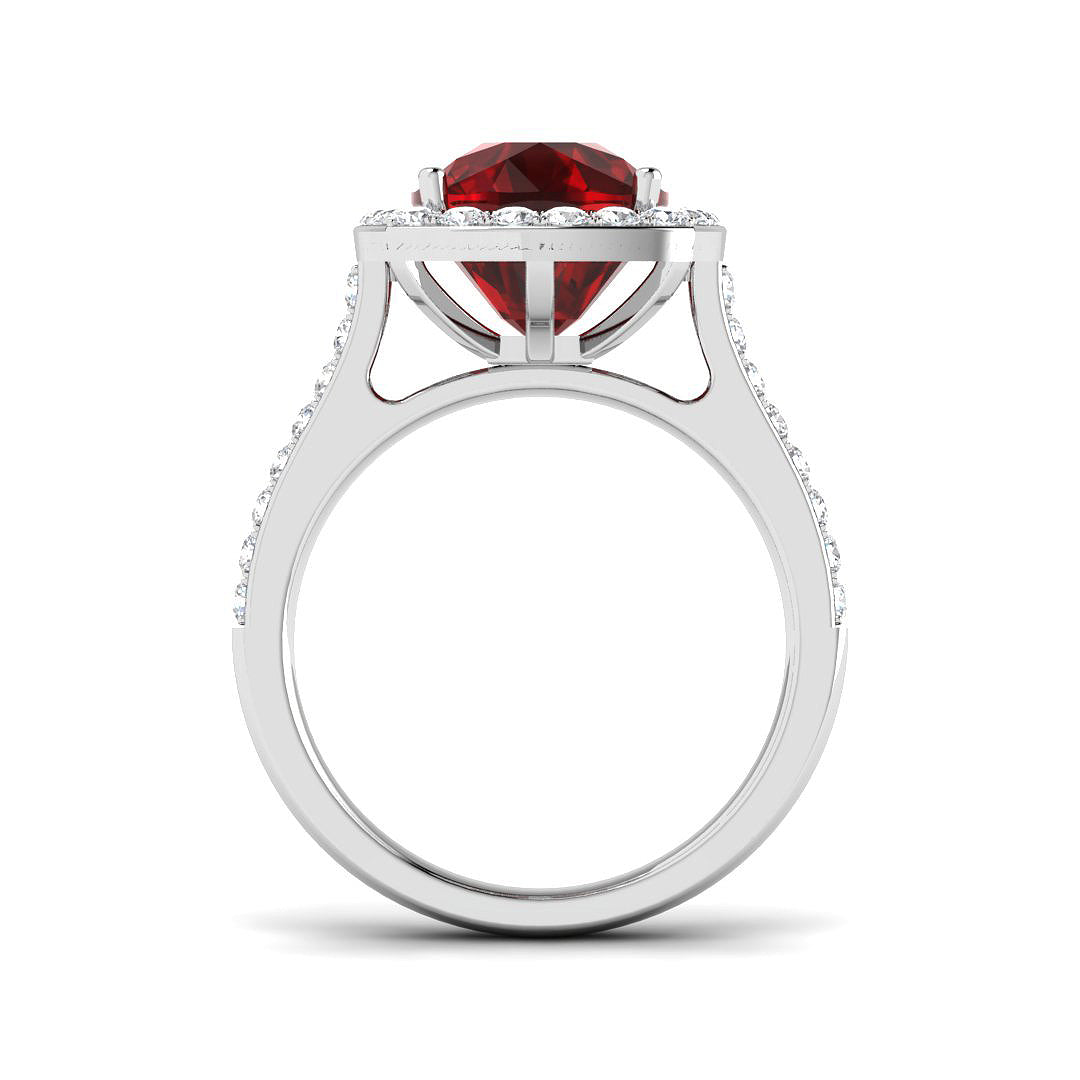 9ct White Gold 6.36ct Laboratory Grown Lab Ruby Ring
