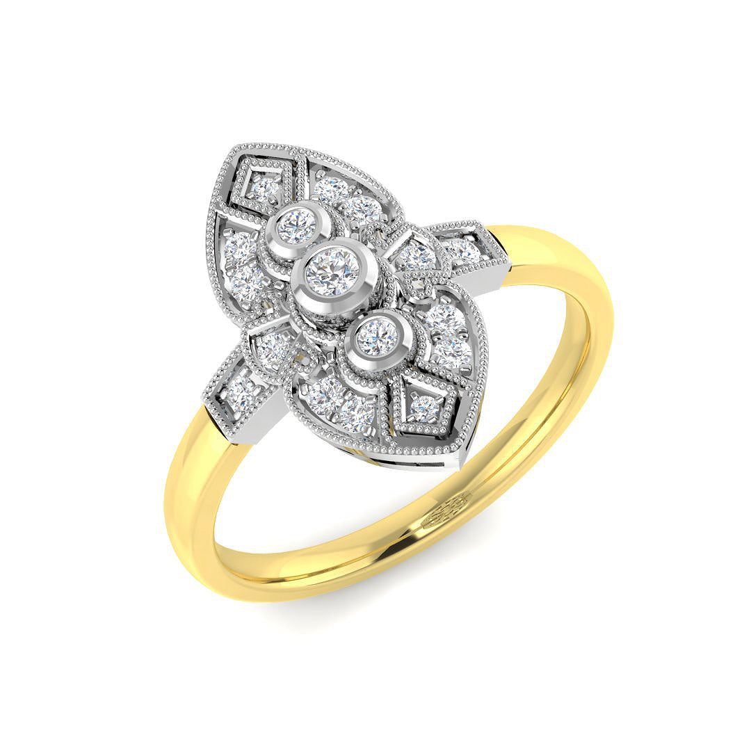 9ct Two-Tone Gold 0.19ct G SI2 Diamond Ring