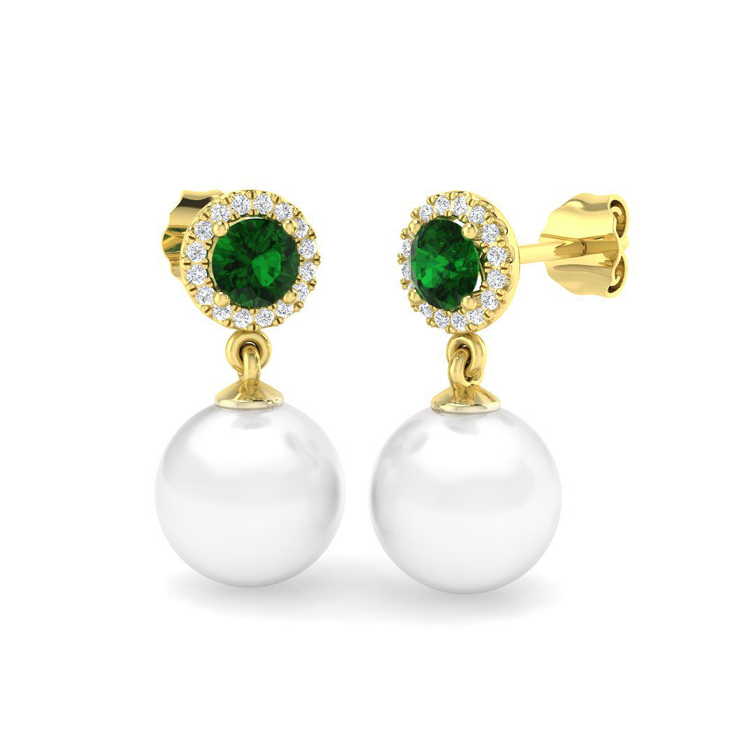 9ct Yellow Gold 7.26ct Emerald Earrings