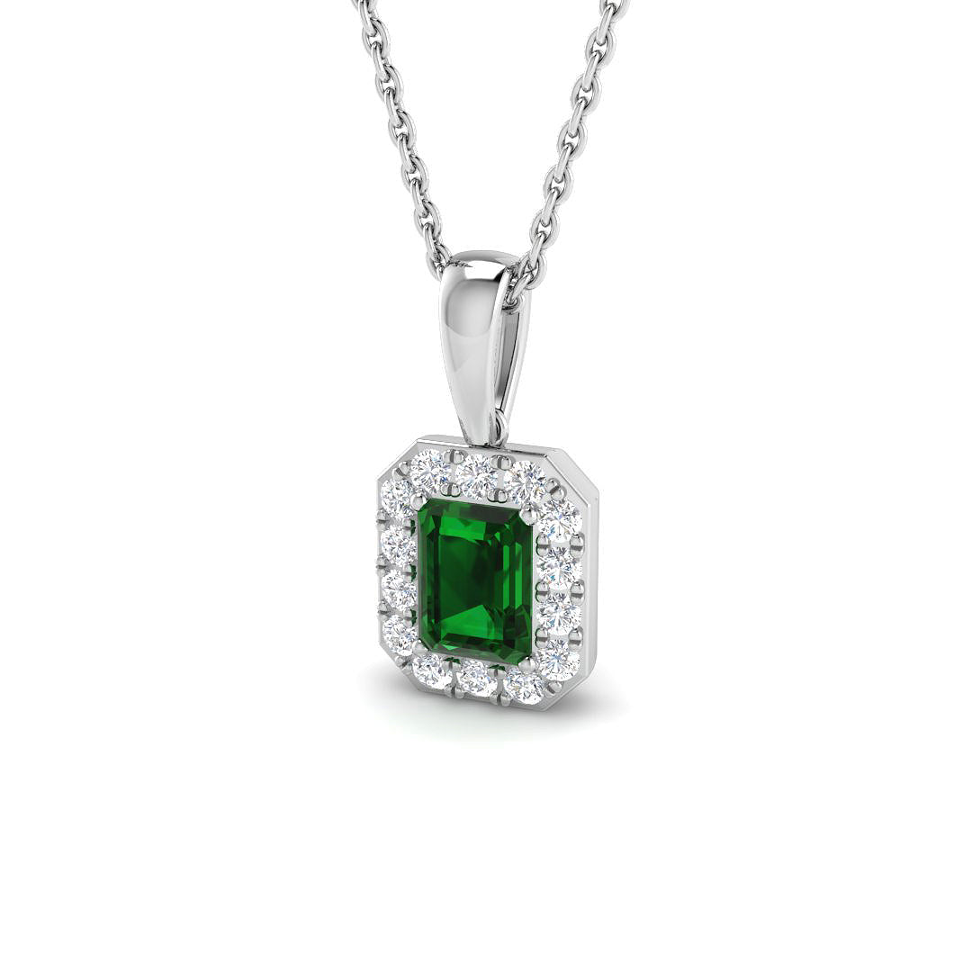 9ct White Gold 0.73ct Emerald Pendant