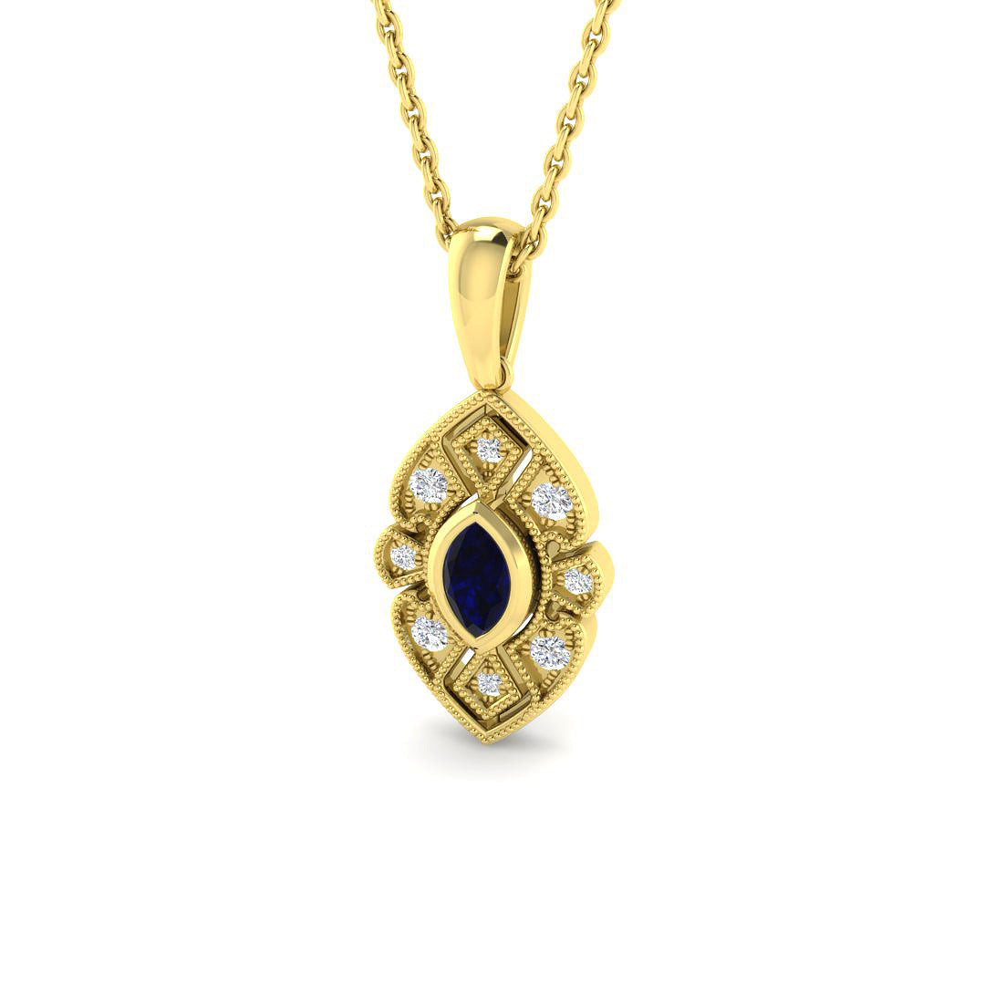 9ct Yellow Gold 0.24ct Blue Sapphire Pendant