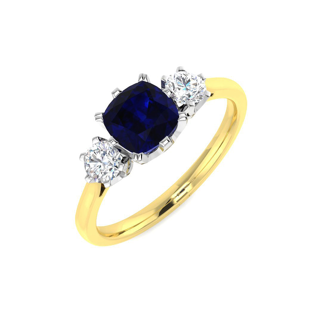 18ct Two-Tone Gold 1.05ct Blue Sapphire Ring