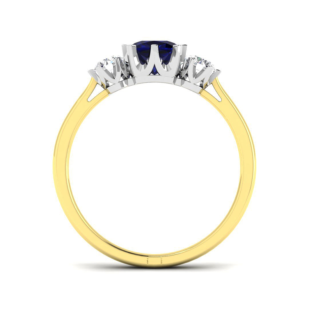 18ct Two-Tone Gold 1.14ct Blue Sapphire Ring