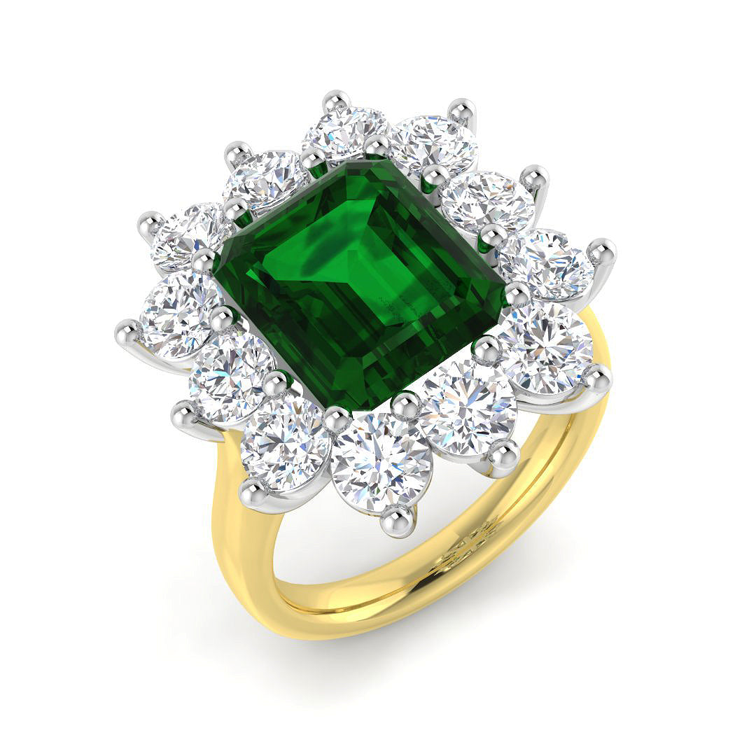 9ct Yellow Gold 7.23ct Laboratory Grown Lab Emerald Ring