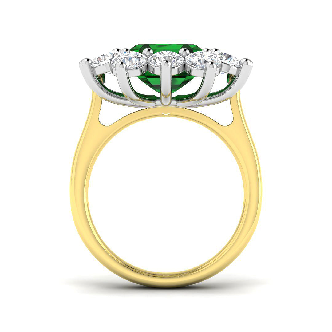 9ct Yellow Gold 7.23ct Laboratory Grown Lab Emerald Ring