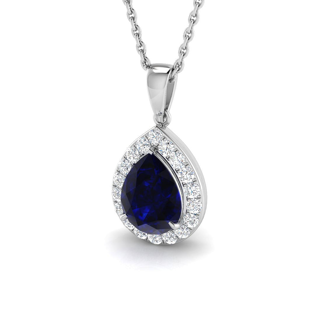 18ct White Gold 1.92ct Blue Sapphire Pendant