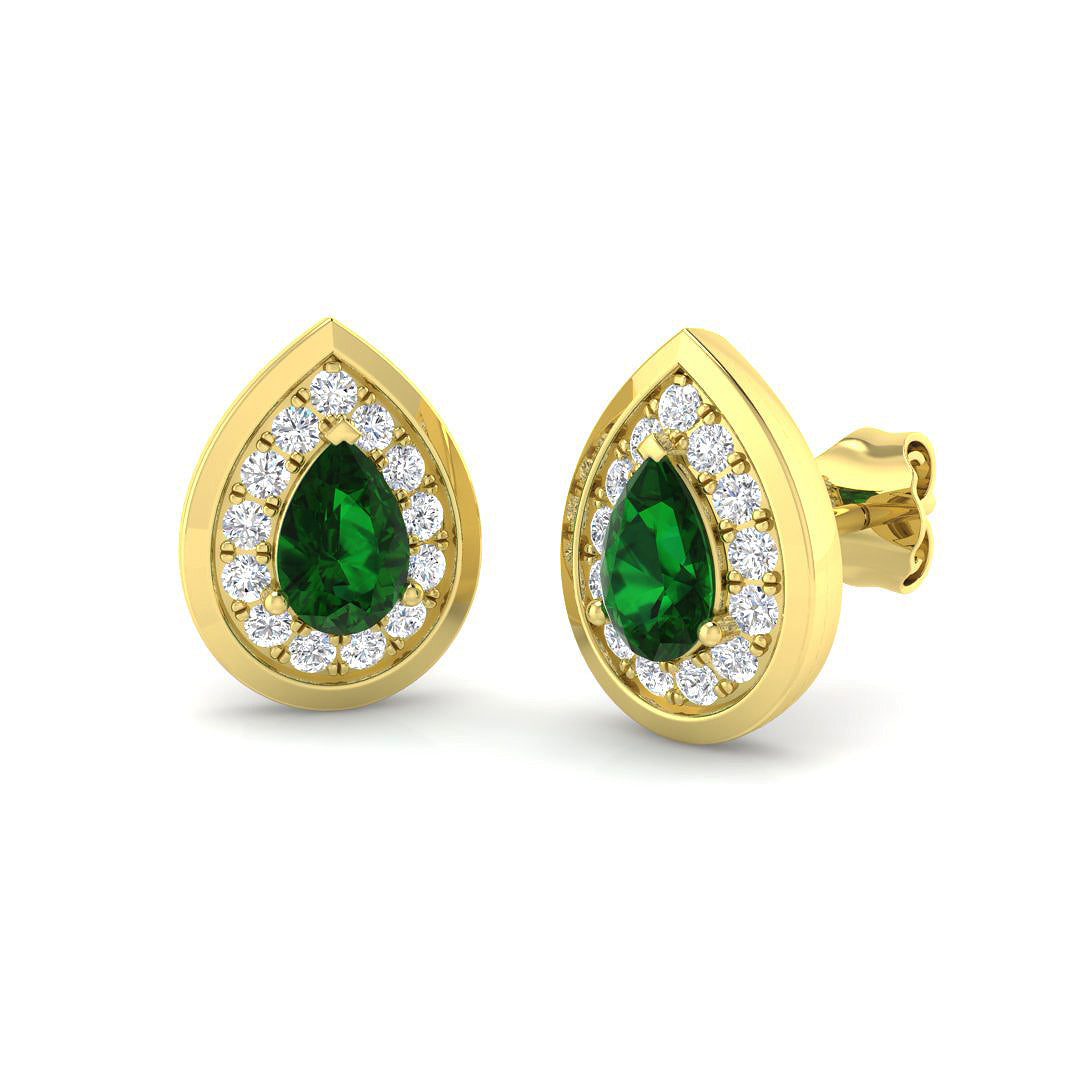 9ct Yellow Gold 1.10ct Emerald Earrings