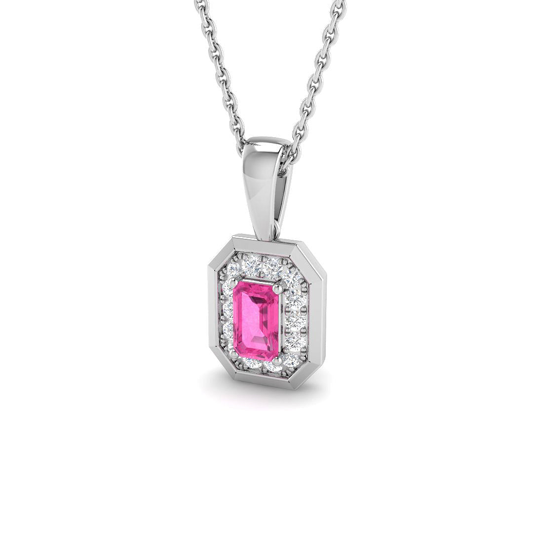 9ct White Gold 0.53ct Pink Sapphire Pendant