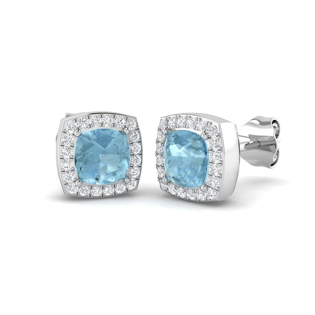 9ct White Gold 1.31ct Aquamarine Earrings