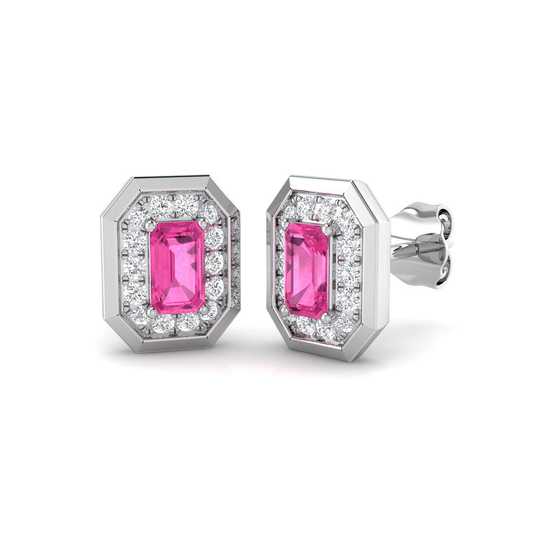 9ct White Gold 1.02ct Pink Sapphire Earrings