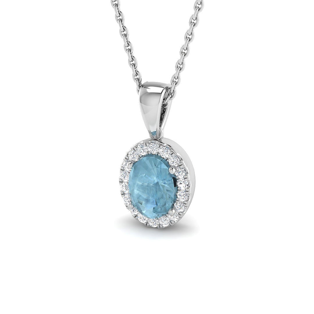 9ct White Gold 0.70ct Aquamarine Pendant