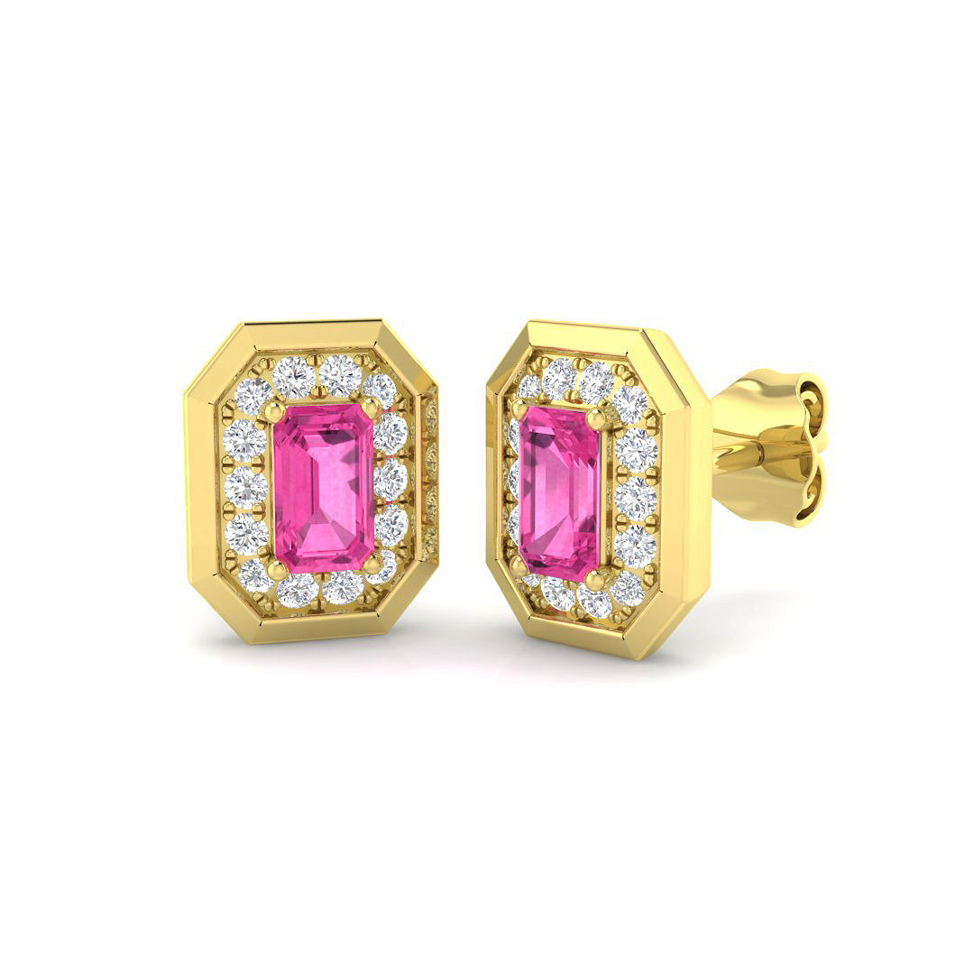 9ct Yellow Gold 1.02ct Pink Sapphire Earrings