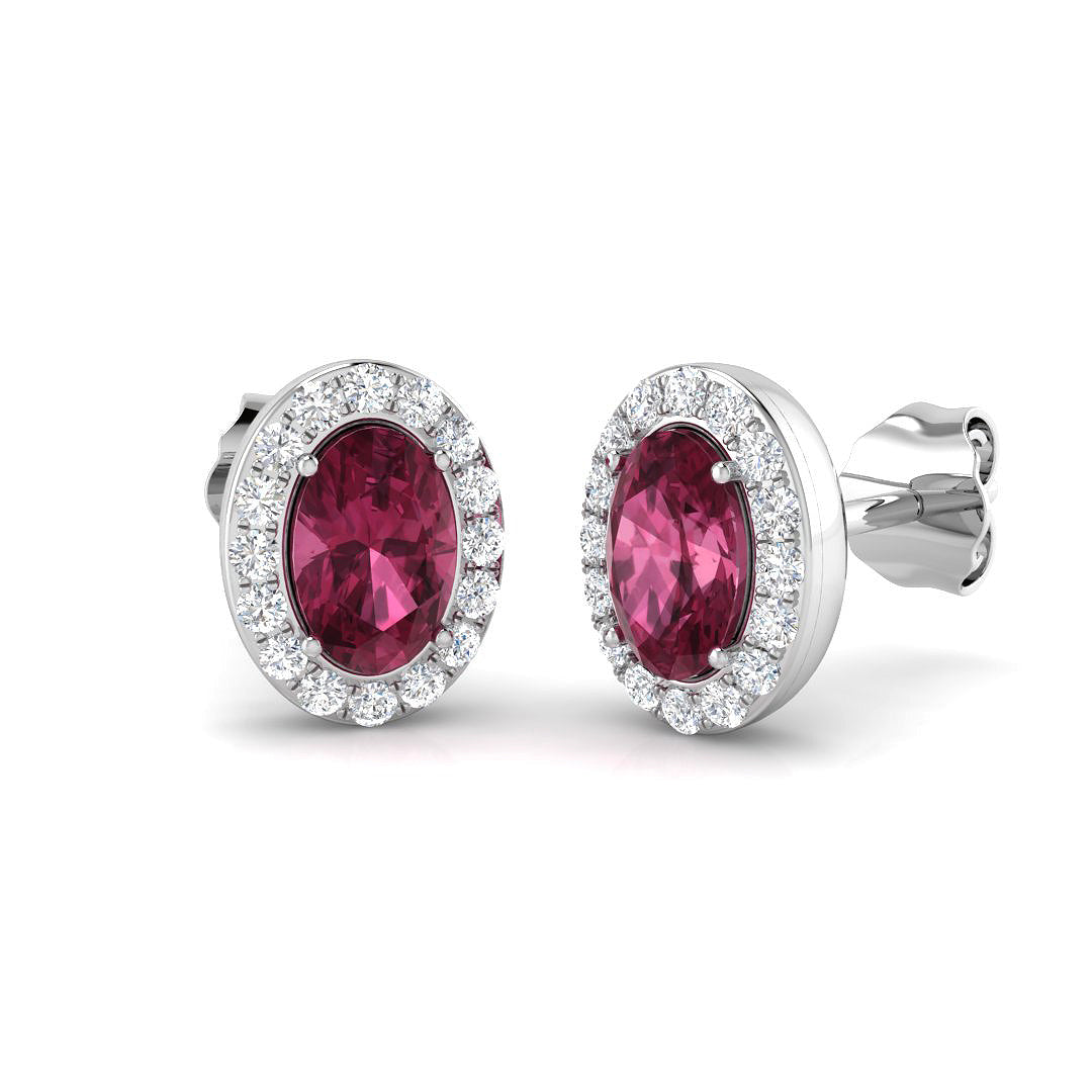 9ct White Gold 1.21ct Pink Tourmaline Earrings