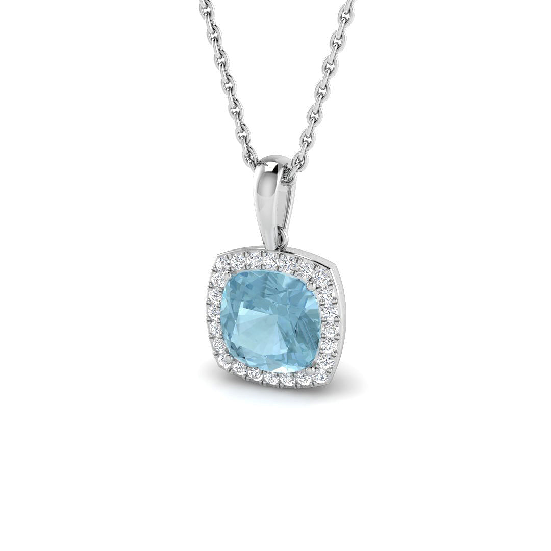 9ct White Gold 0.90ct Aquamarine Pendant