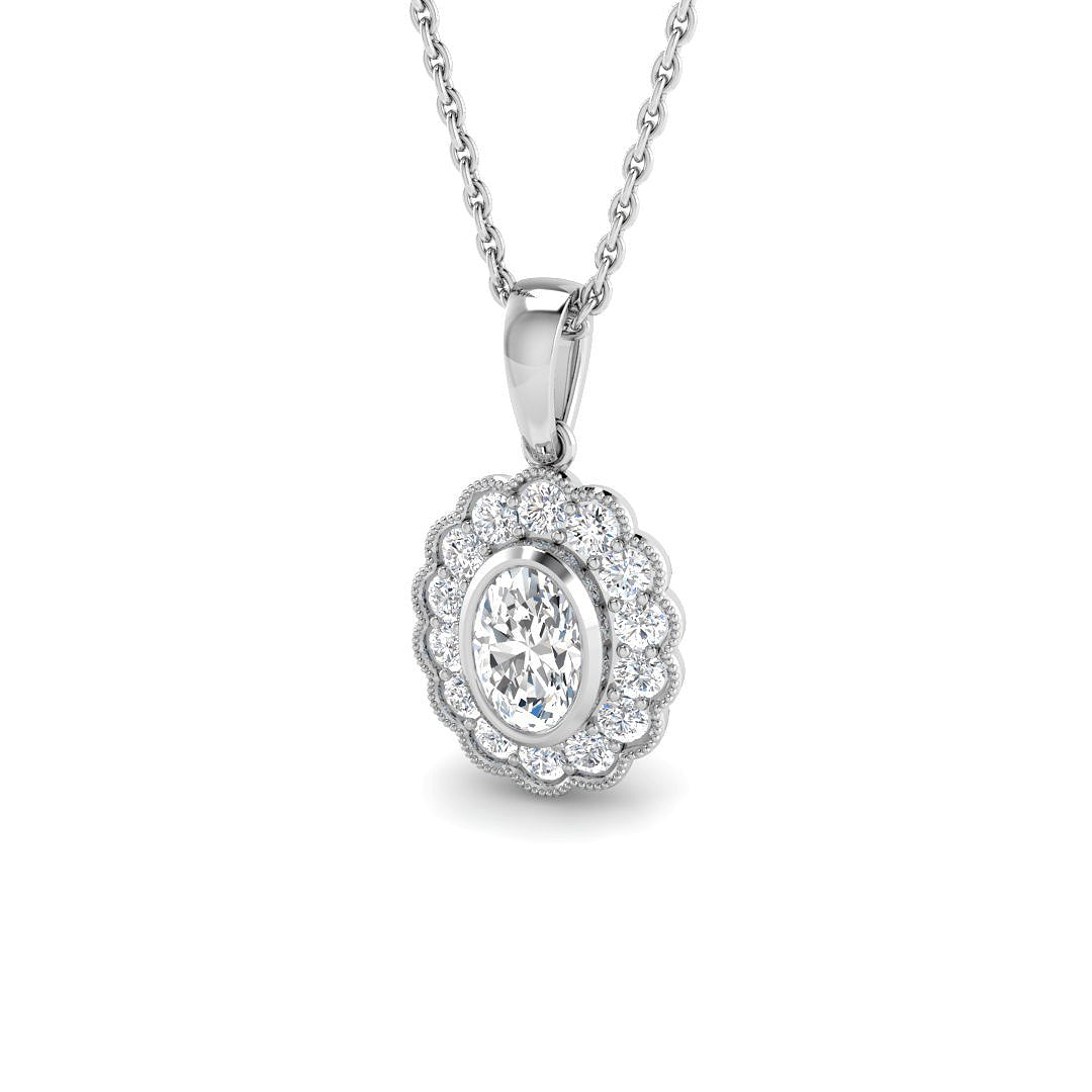 9ct White Gold 0.70ct Laboratory Grown CVD Pendant